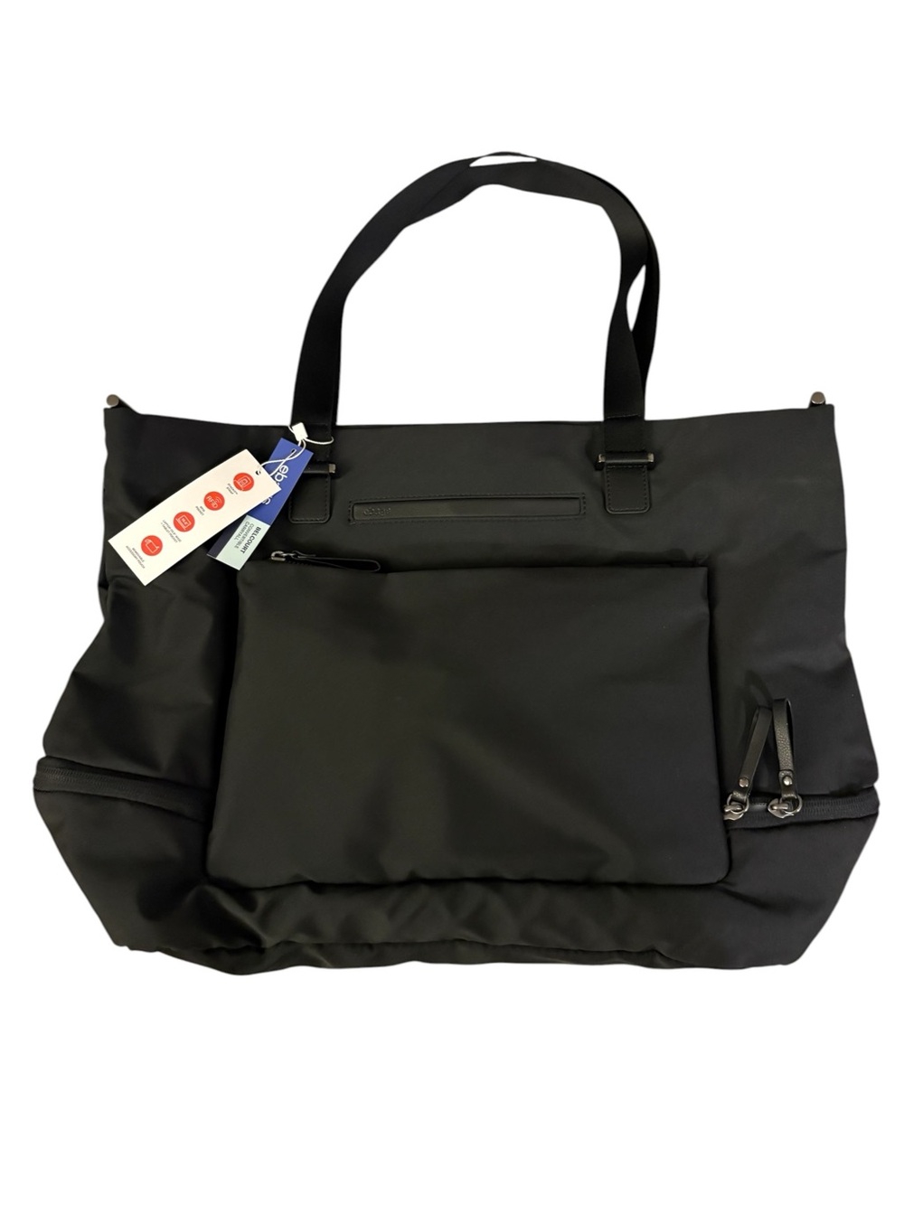 Black Travel Tote Bag with Front Zip Pocket - eBags any day tote